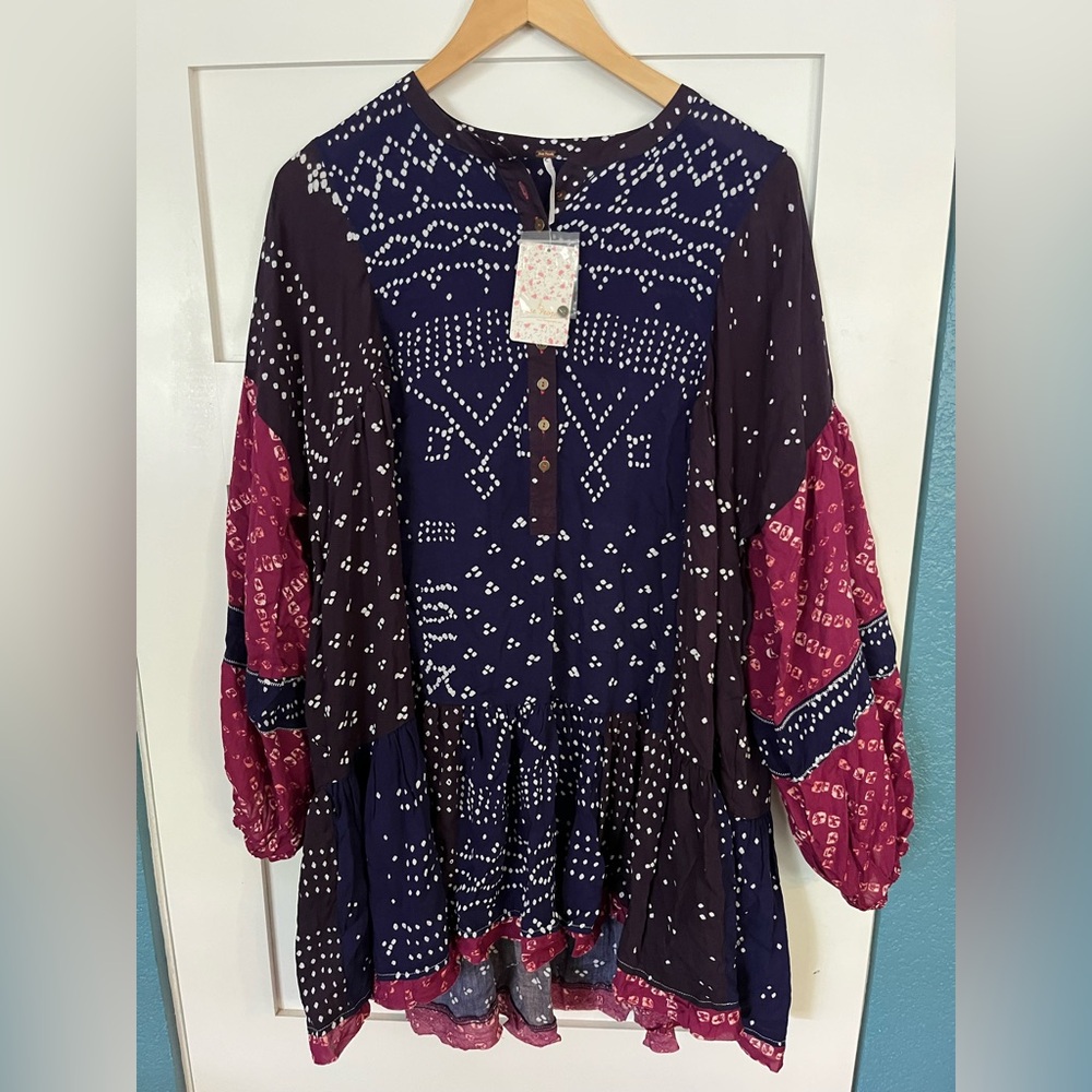 Free People Boxy Pink and Blue Tunic Dress